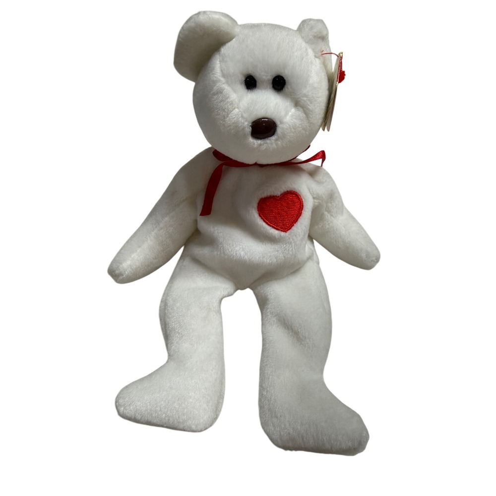 Ty Beanie Baby Valentino White Rare 1993 Embroidered Heart Valentines Day gift